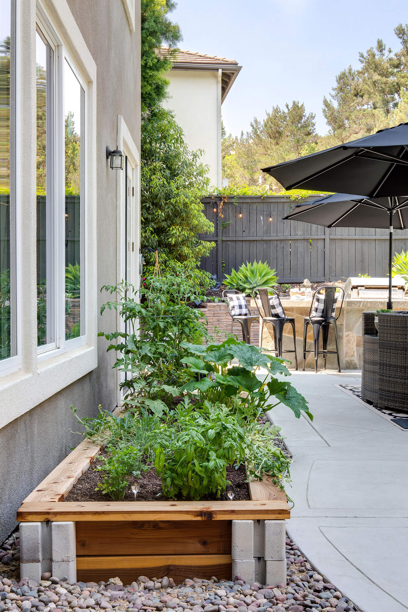 Outdoor raised bed in backyard