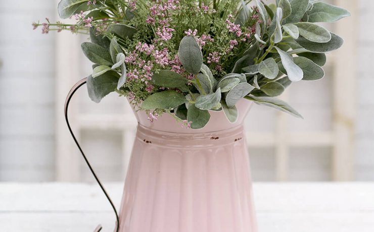Pink pitcher with flowers inside from Gabby's Farmhouse