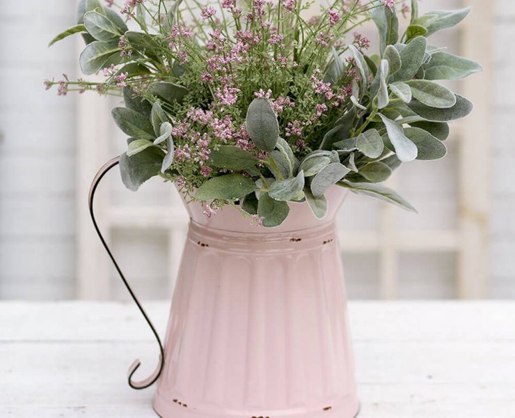Pink pitcher with flowers inside from Gabby's Farmhouse