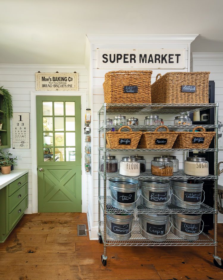 Butler's pantry in a Georgia farmhouse with pantry organization