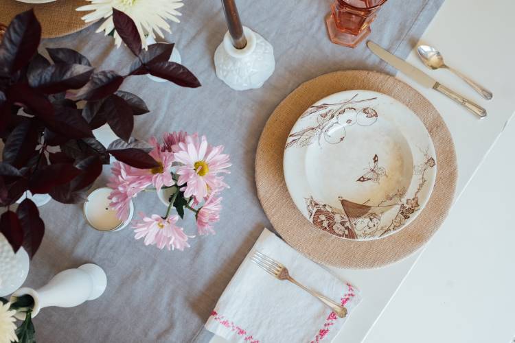 table setting includes a DIY charger