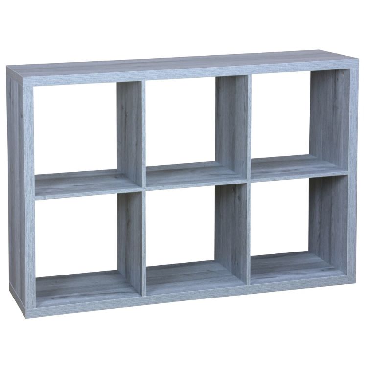Six open cube organizing wood storage shelf