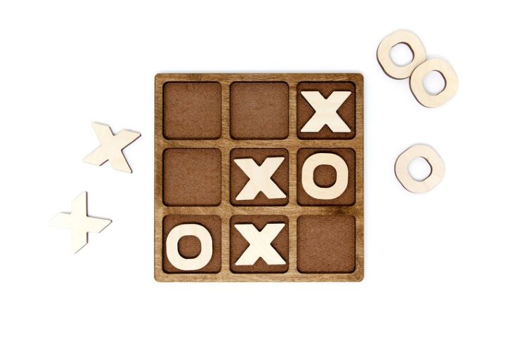 A wood set of X's and O's