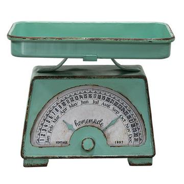 Teal vintage inspired kitchen scale from Gabby's Farmhouse