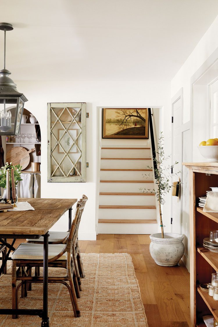 The kitchen is farmhouse meets European style