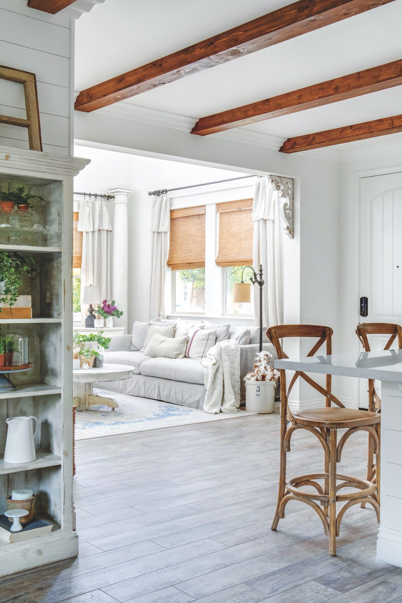 Dining room to living room view of a farmhouse