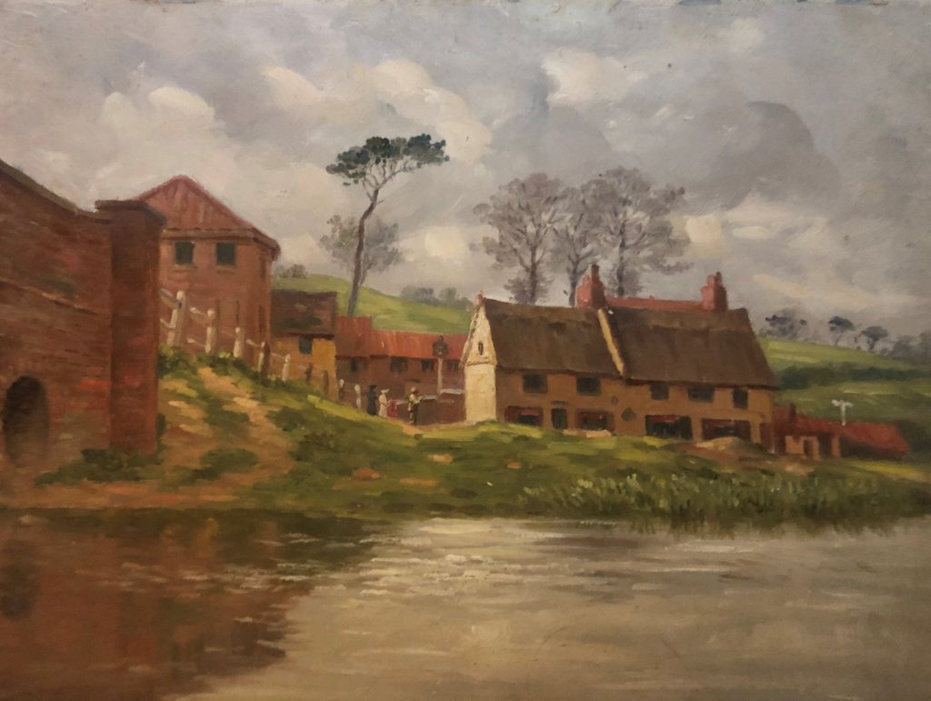 Vintage Oil Painting of a French Country Village