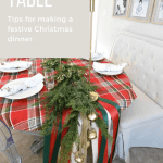 Farmhouse Christmas tablescape in red and green