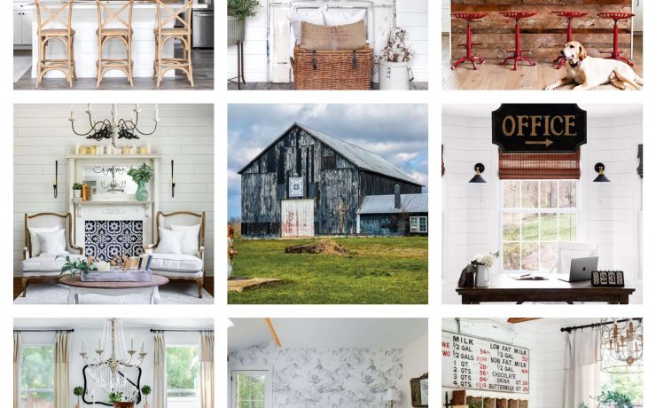 Mood board with farmhouse style home images