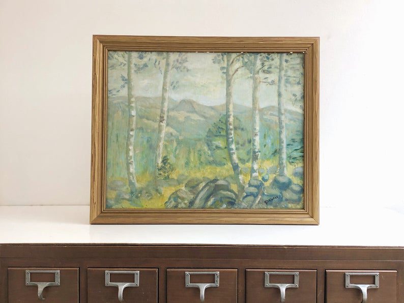 Vintage Original Signed Impressionist Style Landscape Painting by N. Bricker