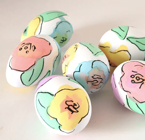 Floral painted easter eggs