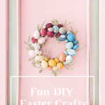 Easter egg wreath on pink door