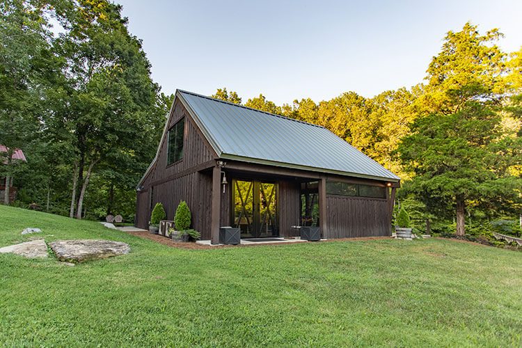 Exterior of music barn home in Tennessee