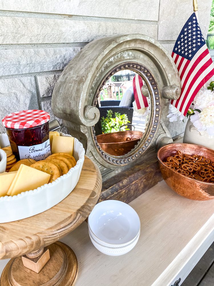 Table top for food serving with American flag