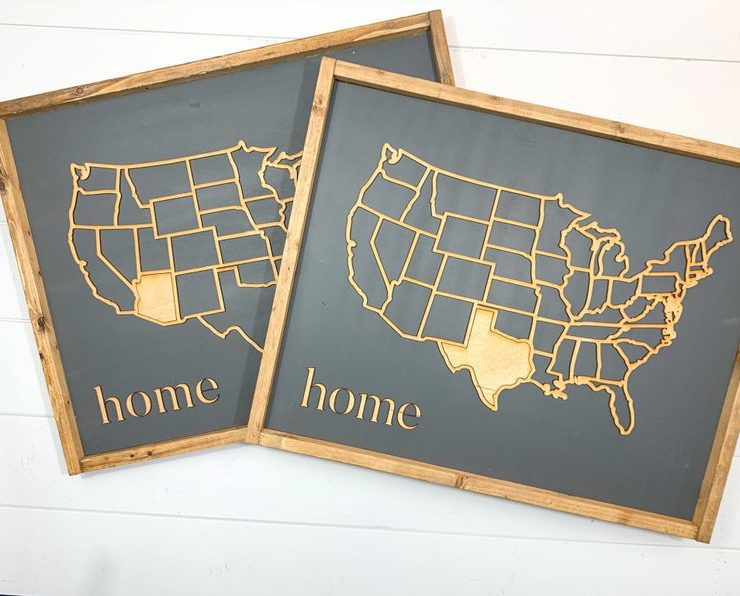 Custom wood art American map signs from American Makers with Diversity