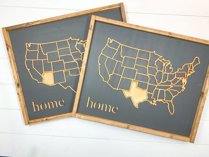 Custom wood art American map signs from American Makers with Diversity