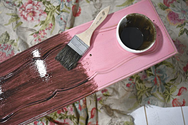 Painting wax onto hippy furniture DIY makeover