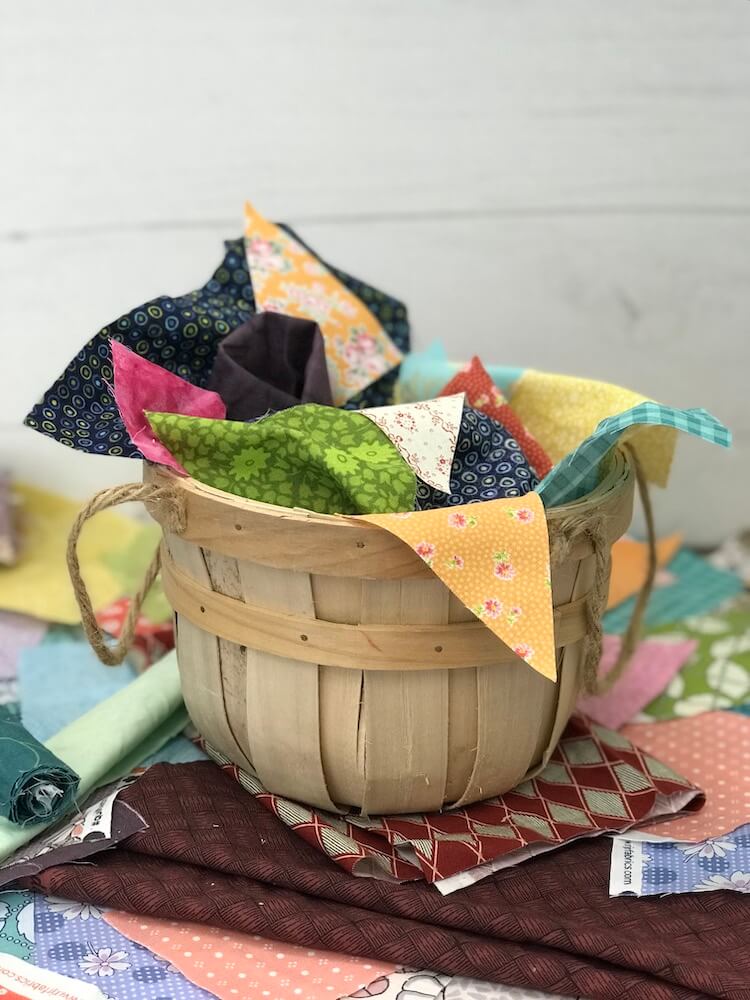 Basket of quilting scraps