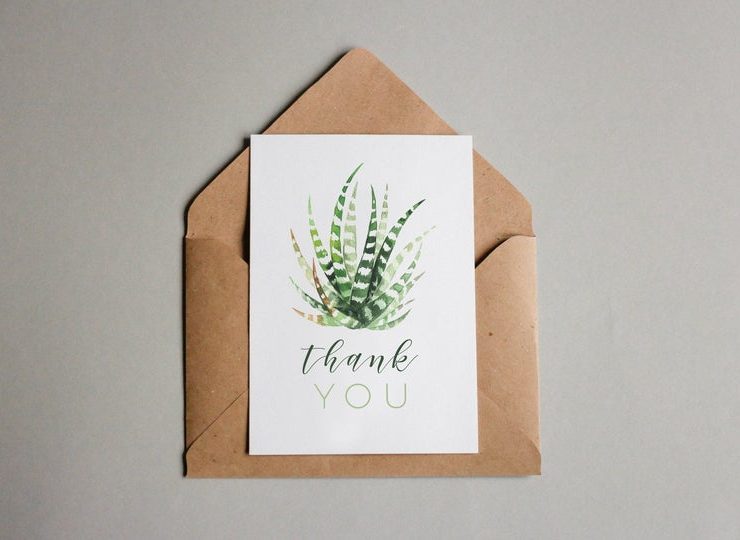 Printable watercolor thank you note