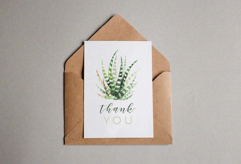 Printable watercolor thank you note