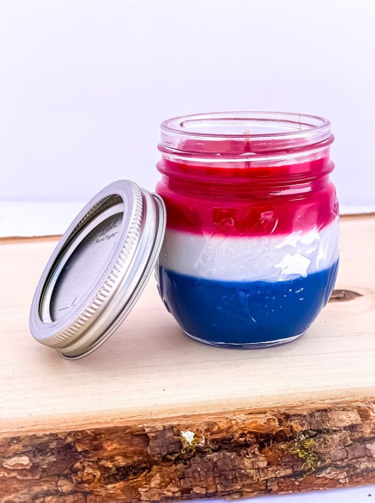 red white and blue candle