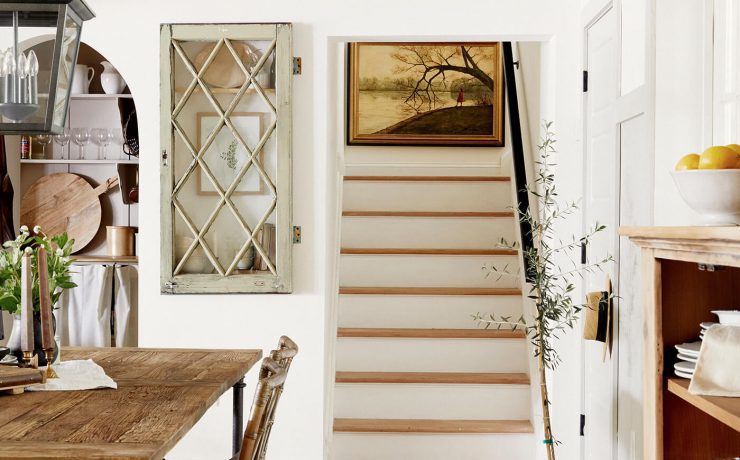 Dining room with vintage artwork