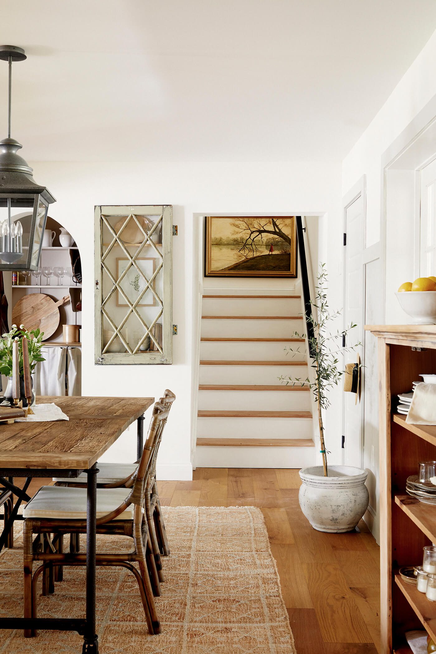 Dining room with vintage artwork