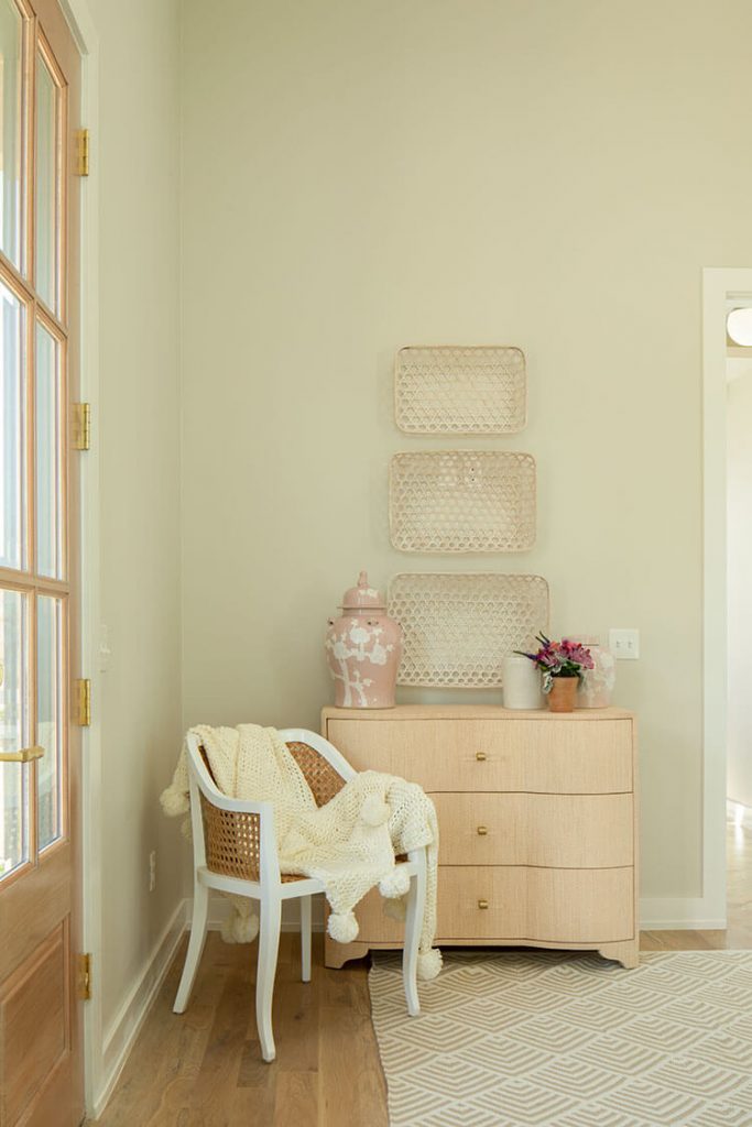 Corner of bedroom with baseboards