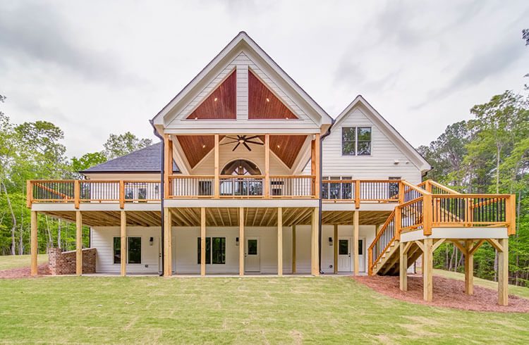 Custom modern farmhouse exterior in the back