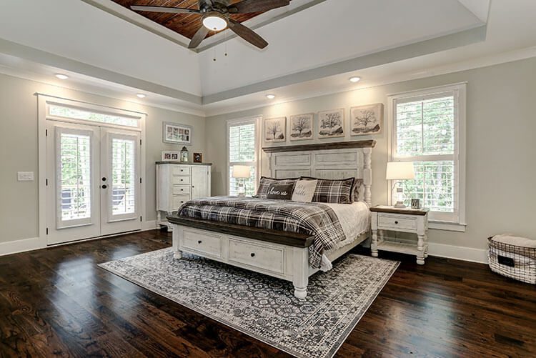 Bedroom with black and white accents