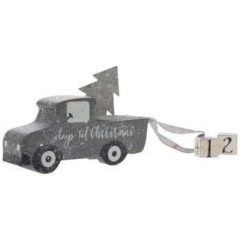 Metal silver truck with advent calendar