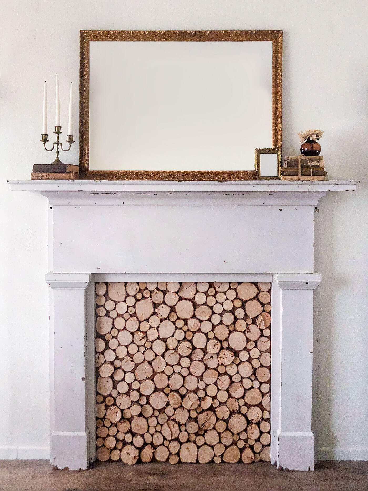 DIY Faux Fireplace Wood Insert - American Farmhouse Style