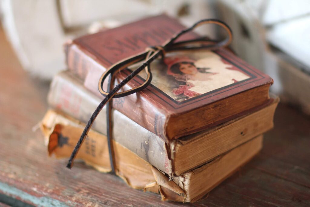 Stack of vintage books