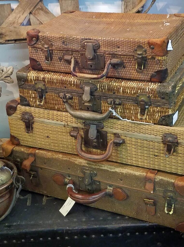 stack of vintage luggage