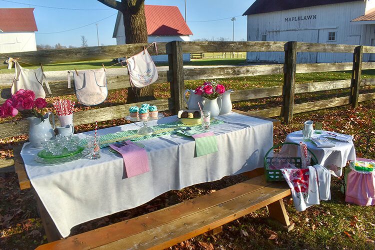 Party with decorations made from upcycle aprons