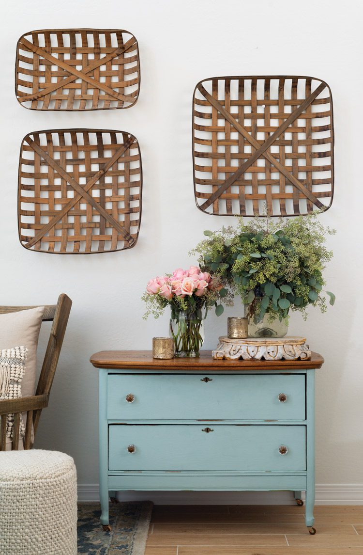 Antique White Wood Cabinet With Baskets, Hobby Lobby