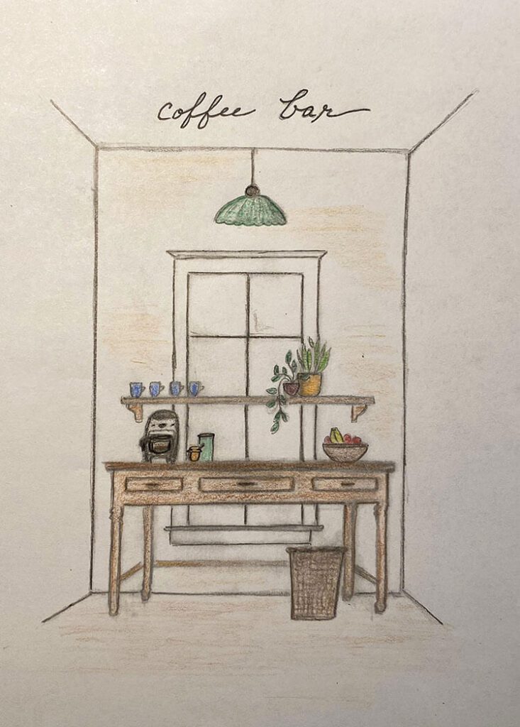 Drawing of coffee bar