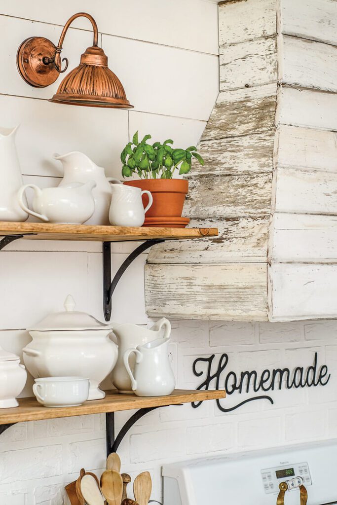 Farmhouse kitchen open shelving