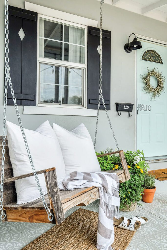 Northern California farmhouse porch rustic porch swing