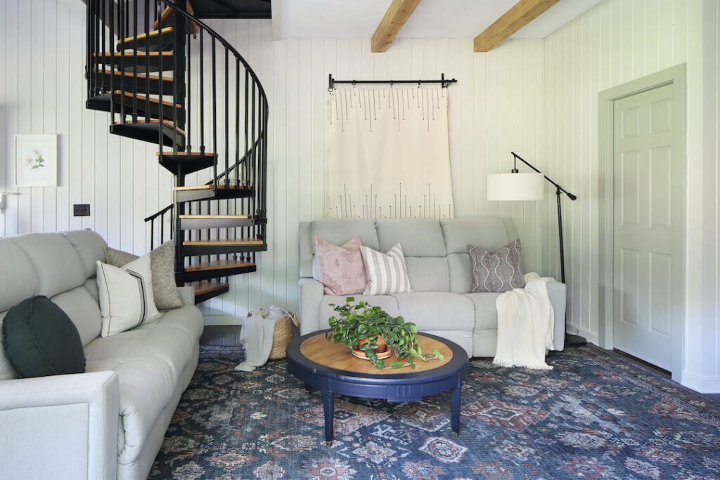 guest house beadboard spiral staircase