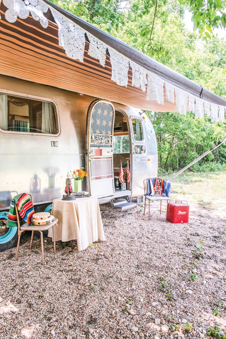 vintage Airstream "front porch" under awning