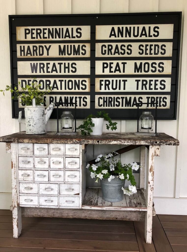 vintage repurposed potting station