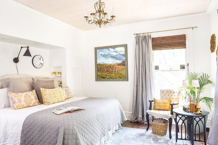 bedroom in Victorian home with farmhouse flair