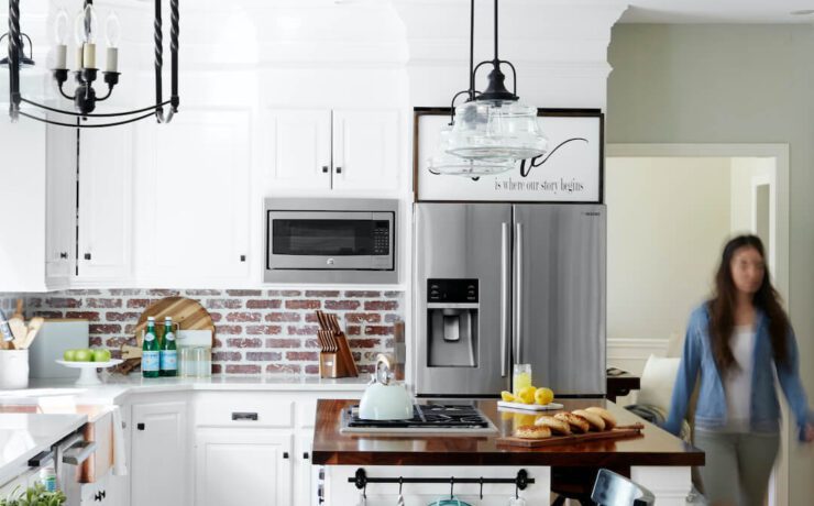 black metal finishes add contrast in this kitchen