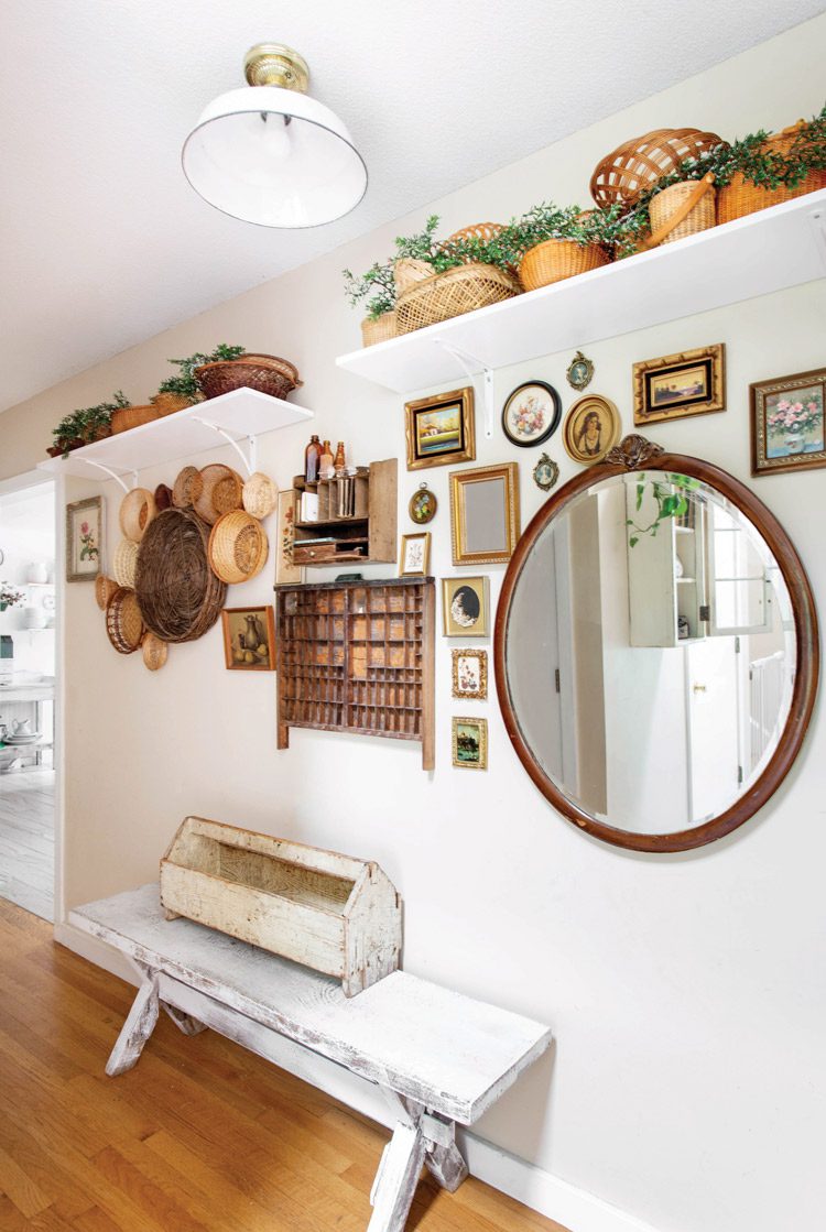 vintage gallery wall in cozy Connecticut home