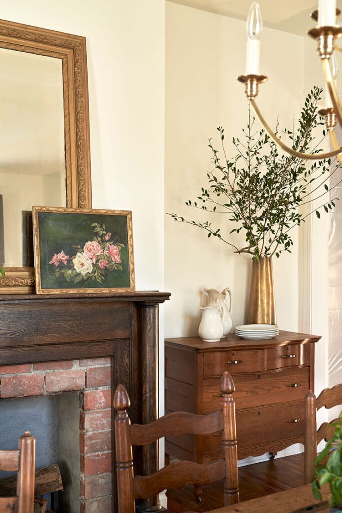 Dining room to go vintage with old art and dresser