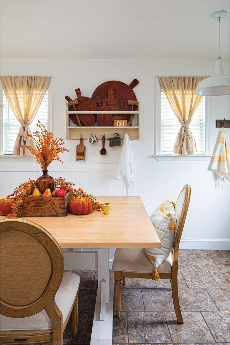 dining table with fall centerpiece