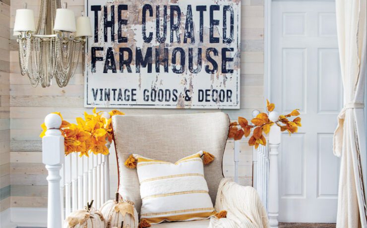 curated farmhouse sign and fall decor