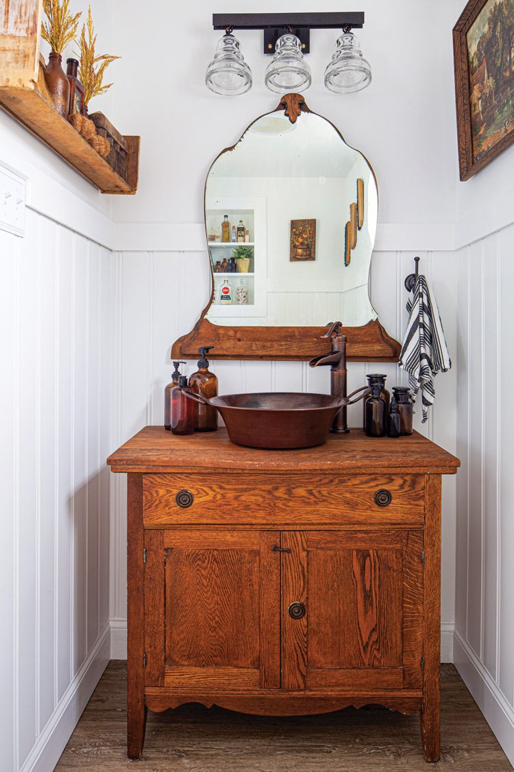 repurposed vintage dresser as bathroom sink