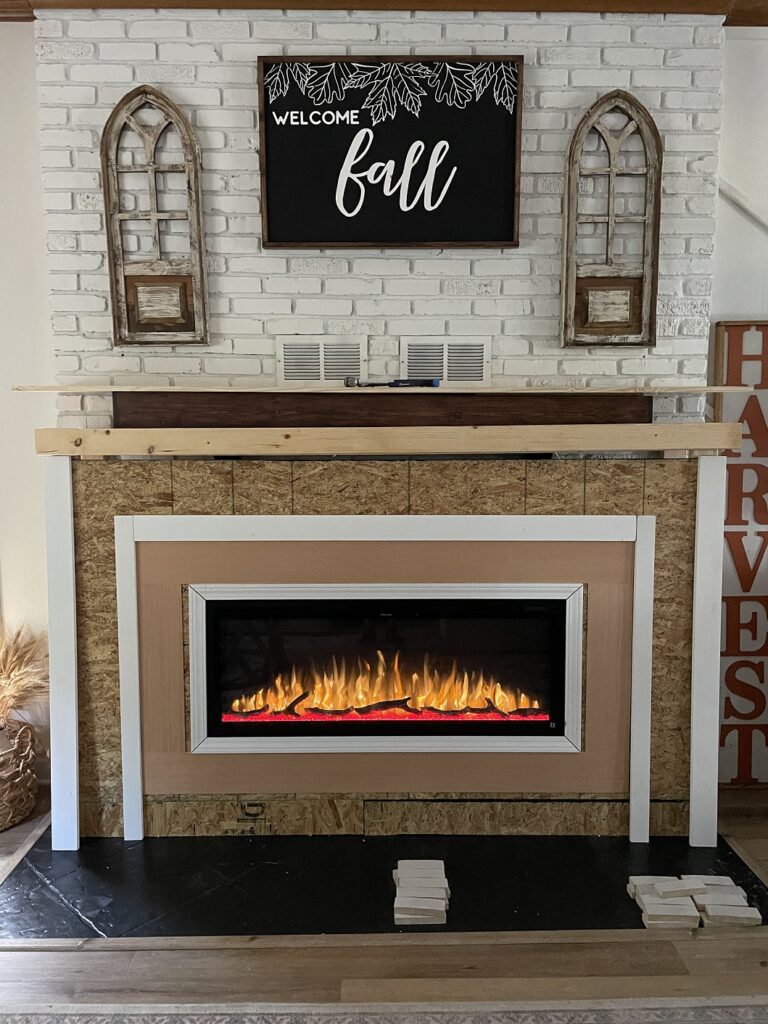 Fireplace makeover by Astra to create an inviting and cozy living room.
